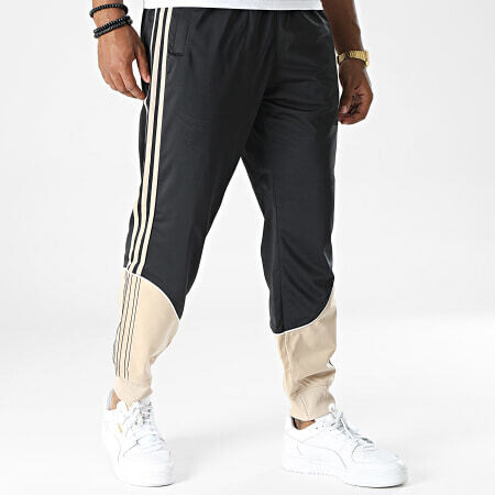 Pantalone Nero Sabbia Beige Adidas Uomo bicolor Jogger Tricot con elastico alle caviglie  art. HI3004