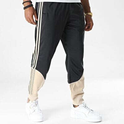 Pantalone Nero Sabbia Beige Adidas Uomo bicolor Jogger Tricot con elastico alle caviglie art. HI3004