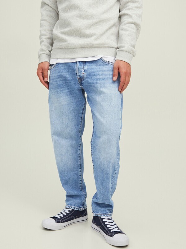 Jeans Chiaro Cropped Uomo 5 tasche Stone washed Vita Alta Frank Leen Jack&Jones Essentials art. 12219565