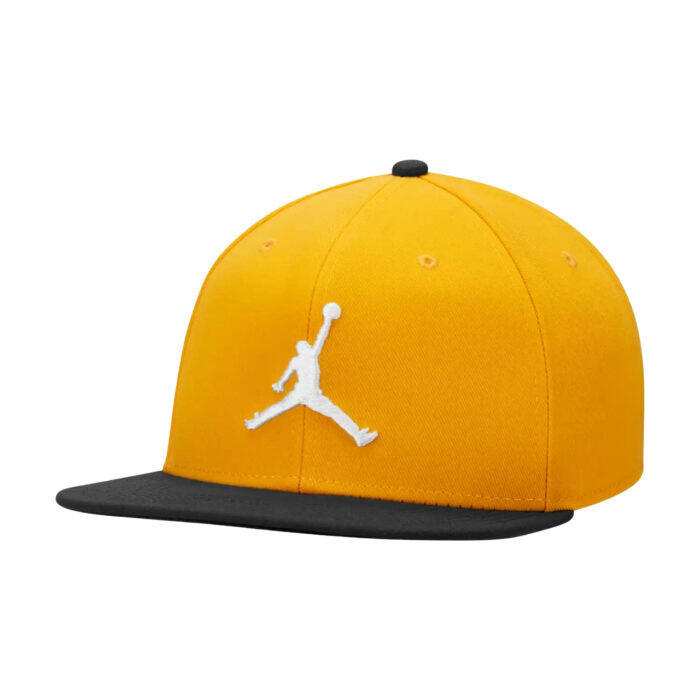 Cappello Snapback Jordan Giallo con visiera piatta logo Bianco Jumpman art.  AR2118 705