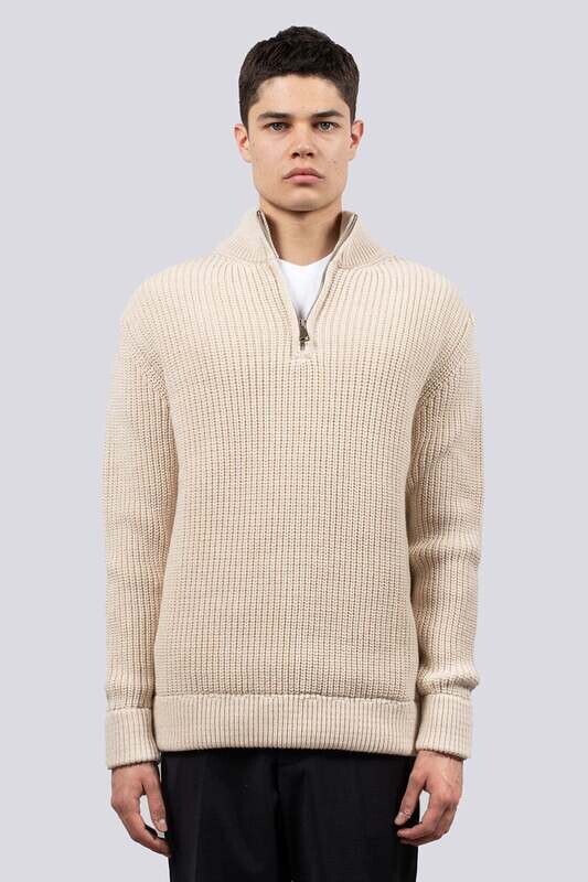 I'MBRIAN MAGLIONE BEIGE CAMMELLO CON ZIP A COSTA INGLESE ART. MA2286