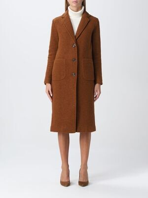 CAPPOTTO RUGGINE MARRONE DONNA LUNGO IN LANA CON TASCHE A TOPPA ROY ROGER'S ART. A22RND337CB15XXXX