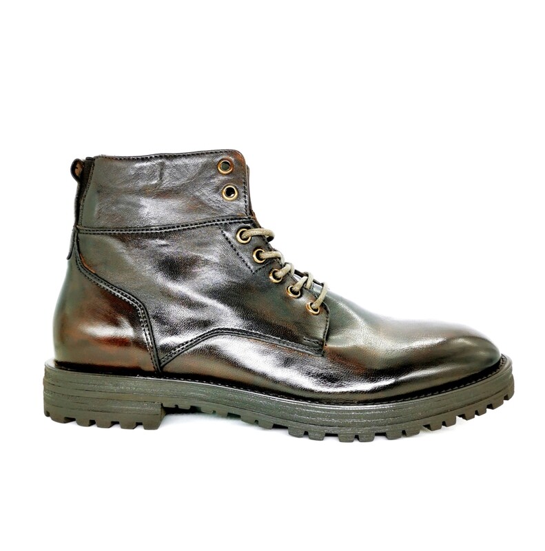 STIVALETTO IN PELLE MARRONE TESTA DI MORO UOMO STRINGATO FONDO ROCCIA COLBAFFO COLLECTION ART. CB7314