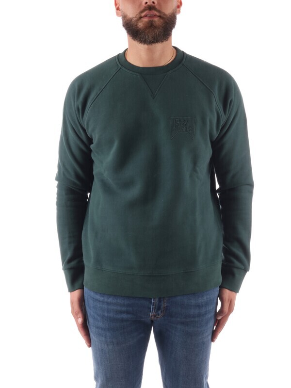 Felpa Verde Bottiglia Verdone Roy Roger's Uomo Girocollo Felpata Mini roy Logo lato Cuore Regular Fit art. A22RRU718CD34XXXX