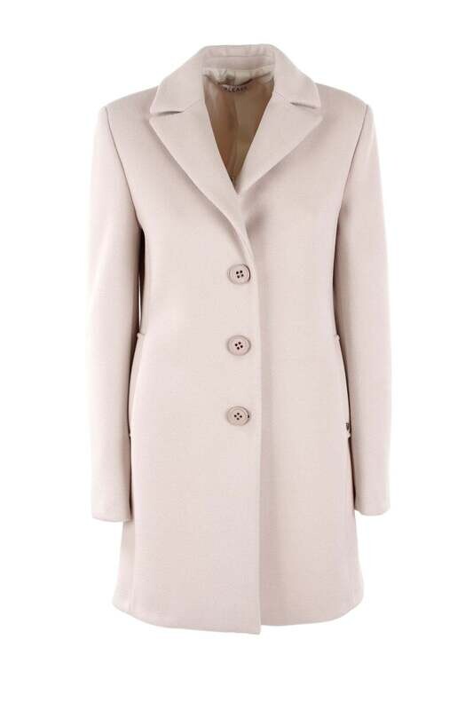 Cappotto Corto in Panno Panna Bianco Latte Donna Monopetto con rever a lancia Please Fashion art. K493MNATAS