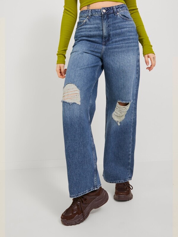 Jeans Donna Largo Palazzo con strappi Vita Alta Tokio Wide fit 5 tasche lavaggio medio JXTOKYO CR6005 art. 12203938