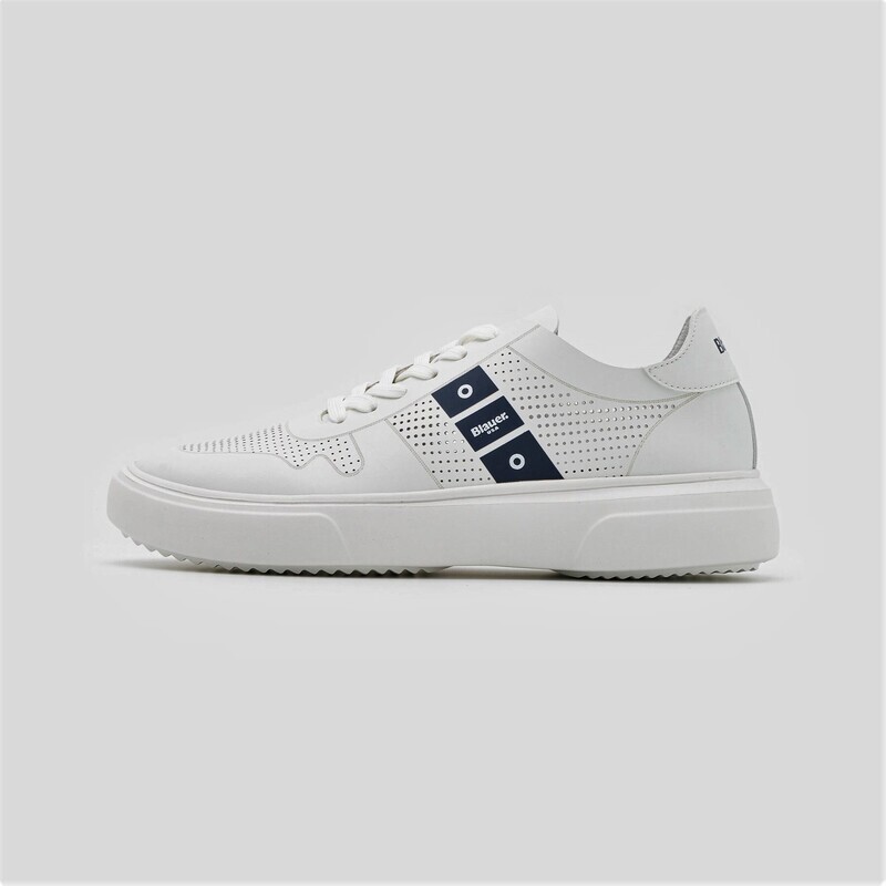 Blauer Sneakers Bianche Blair uomo Platform in Pelle Microfibra Traforate Sfoderate  art. S3BLAIR01/MIC