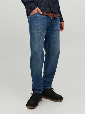 Jeans Cropped Uomo 5 tasche Blu Denim Wide Fit Vita Alta Frank Leen 170 Jack&Jones Essentials art. 12229858
