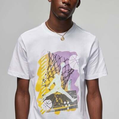 T-Shirt Jordan bianca Uomo BRAND CREW giallo / lilla Art. DM1422 100