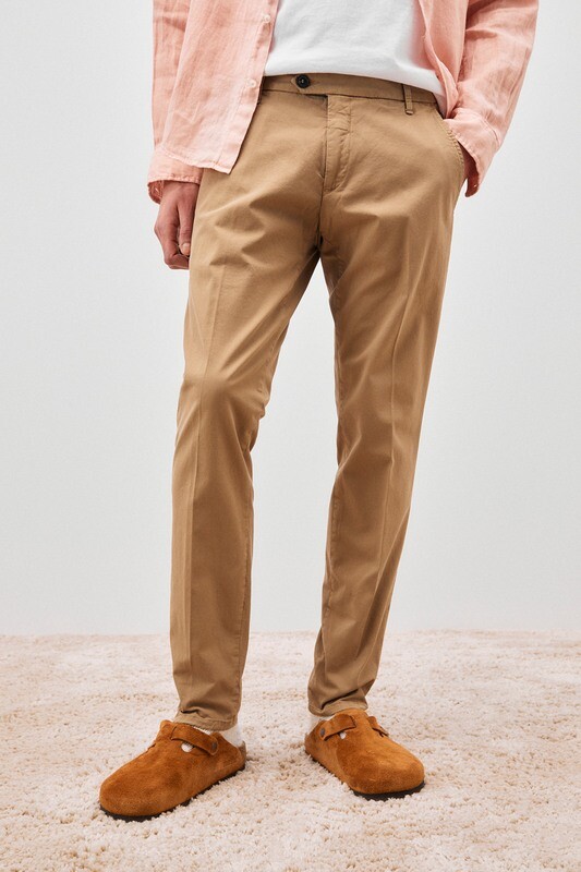 Pantalone beige in Cotone Uomo Roy Roger's Gabardina chino tasche america  stretch slim fit  art. P23RRU013C9250112