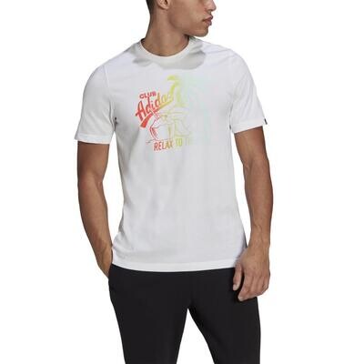 T-shirt Adidas Bianca Stampa Graphic Multicolor VACAY RDY RELAX TO THE MAX Maglietta Bianco art. GL3250