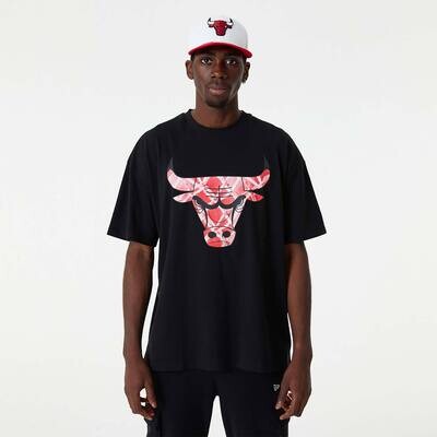 T-shirt oversize Nera New Era Chicago Bulls NBA Infill Logo Nero art. 60357102