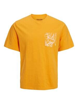 T-shirt Arancio Arancione Uomo con taschino grafico Maglietta Maniche corte Orange Cotone 100% Cotone Fiammato Jersey Jack&Jones JORCRAYON POCKET TEE art. 12227778