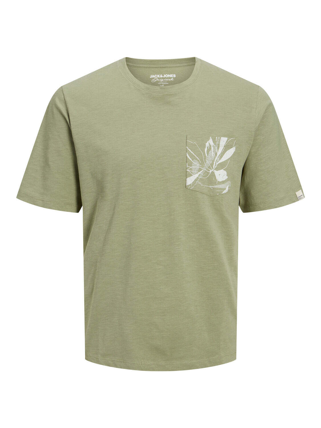 T-shirt  Verde Oliva Verdone Uomo con taschino grafico Maglietta Maniche corte Militare Cotone 100% Cotone Fiammato Jersey Jack&Jones JORCRAYON POCKET TEE  art. 12227778