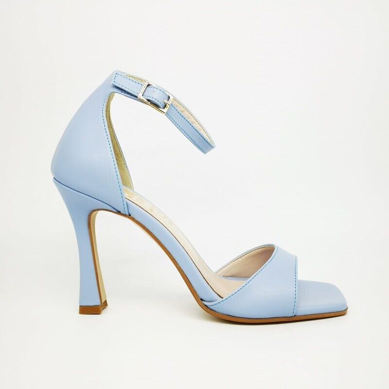 Sandali Celeste Polvere Azzurro chiaro turchese scarpe donna con tacco svasato e cinturino alla caviglia Punta quadrata Colbaffo® Collection Made in Italy art. CBD575 Sandali Celeste Polvere Azzurro chiaro turchese scarpe donna con tacco svasato e cinturino alla caviglia Punta quadrata Colbaffo® Collection Made in Italy art. CBD575