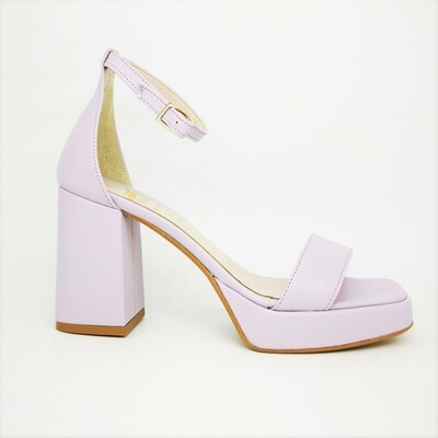 Sandali Glicine Lilla Colbaffo® Collection Scarpe donna con tacco grosso e plateau zeppa Tallonetto con cinturino alla caviglia punta quadrata Made in Italy art. CBD752