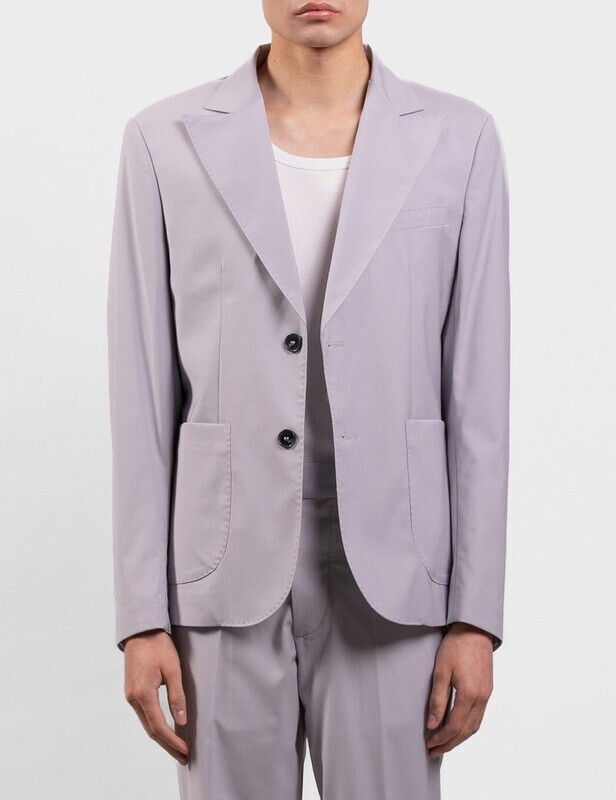 Giacca elegante uomo monopetto ghiaccio grigio con collo revers e tasche a toppa in misto viscosa I'm Brian art. GIA2433