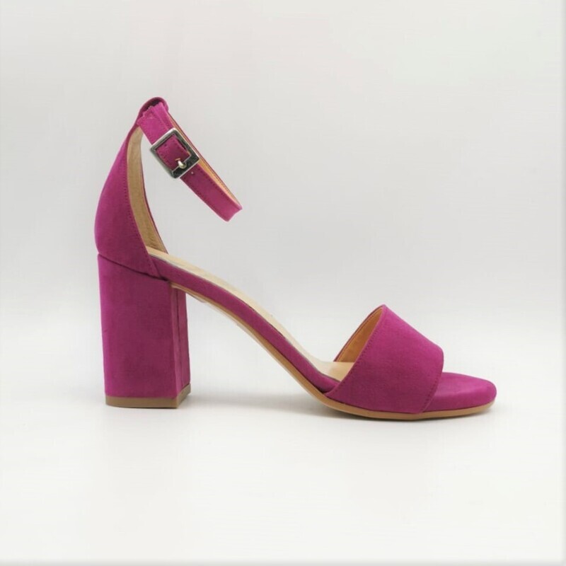 Sandali Tacco Medio Viola 70mm Con Tallonetto Colbaffo® Camoscio art. 3368VIOLA