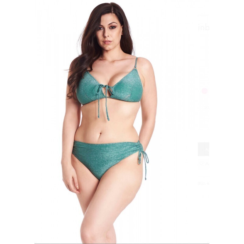 Costume Curvy 2 pezzi Bikini Regolabile Verde Smeraldo in lurex Donna art. CTZC0987