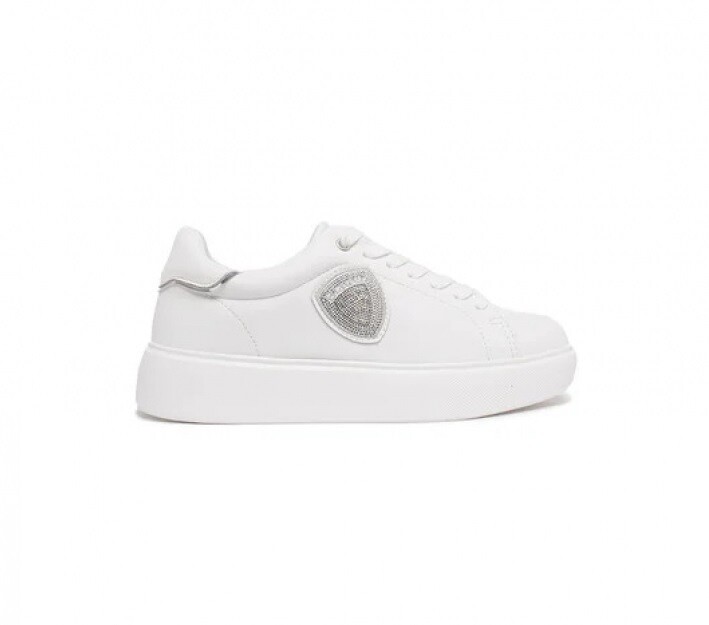 Blauer Sneakers Donna Platform Bianche Scarpe Venus Pelle Bianco dettagli strass suola alta art. S4VENUS01/LEA, Misura: 36