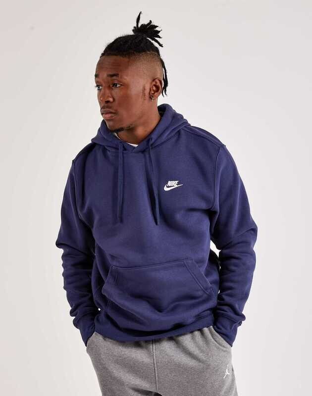 Felpa Nike Blu Navy Con Cappuccio Unisex Felpata Sportswear Club Hoodie Fleece Essential mini logo Blue Navy art.   BV2654 410