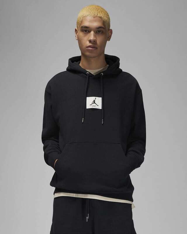 Felpa Jordan Nera Con Cappuccio Unisex garzata Jumpman French Terry Cotone Flight Patch Club Fleece Pullover Hoodie Nero Black art.  DQ7338 010