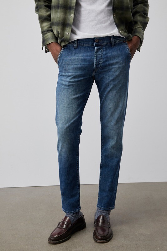 Jeans Uomo Tasche america Lavaggio Medio Scuro Uomo Roy Roger's Elias Emmi filotasca  Denim Slim Fit art. RRU006D0211091 999
