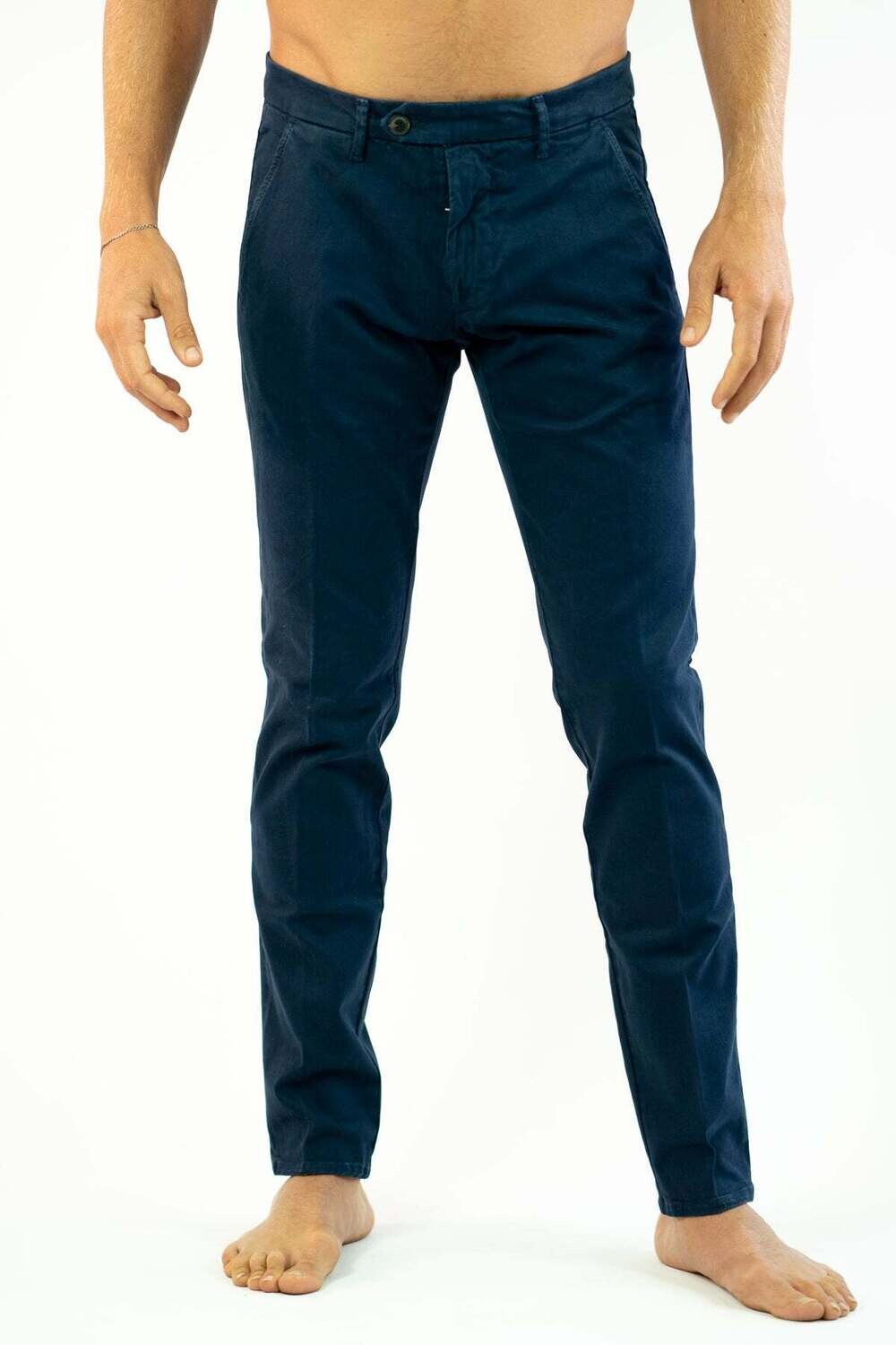Pantaloni chino Uomo Blu Petrol Scuro Tasche america Gabardina cotone invernale Pantalone Roy Roger's New Rolf Winter Navy Washed Slim Fit art. RRU013C8700112 638, Misura: 32 (IT 46)