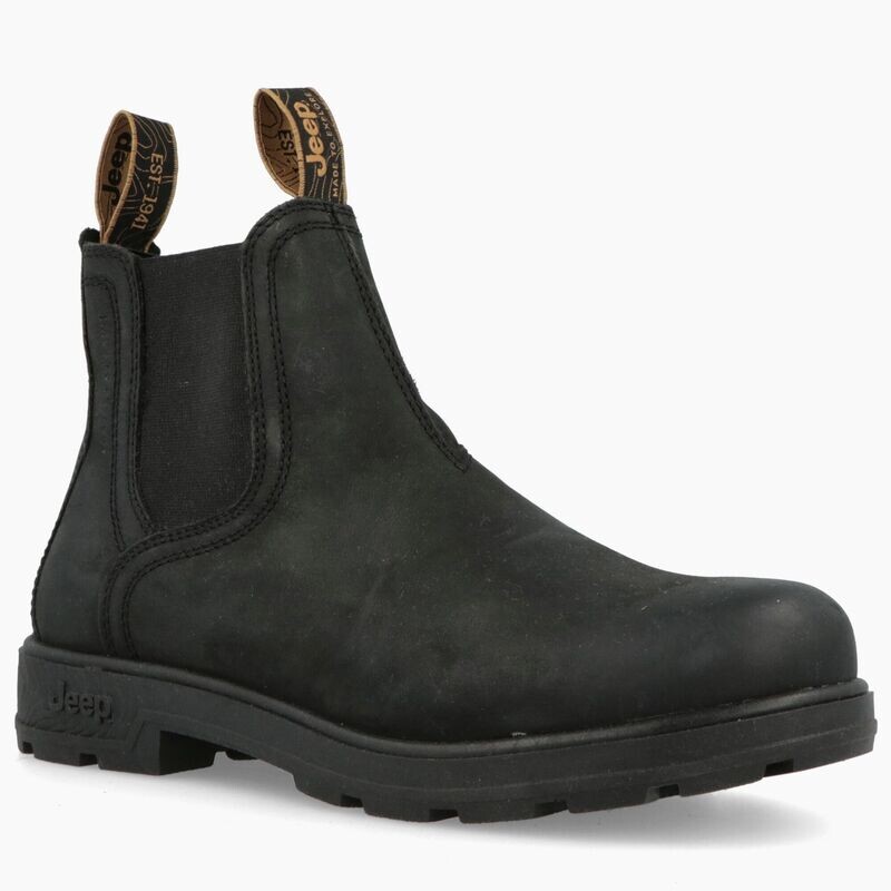 Stivaletto Uomo Pelle Nero Ingrassato Quad Blund Jeep footwear Tomaia ingrassata Stone antiacqua Con elastici fondo gomma corazzato suola memory art. JM32020A Stivaletto Uomo Pelle Nero Ingrassato Quad Blund Jeep footwear Tomaia ingrassata Stone antiacqua Con elastici fondo gomma corazzato suola memory art. JM32020A