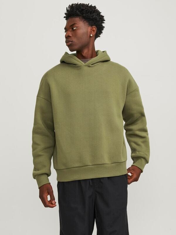 Felpa con Cappuccio Crop Verde Oliva Clean Oversize fit felpata Hoodie Verdone Militare Loose fit Jack&Jones JCOCLEAN art. 12247181 Felpa con Cappuccio Crop Verde Oliva Clean Oversize fit felpata Hoodie Verdone Militare Loose fit Jack&Jones JCOCLEAN art. 12247181