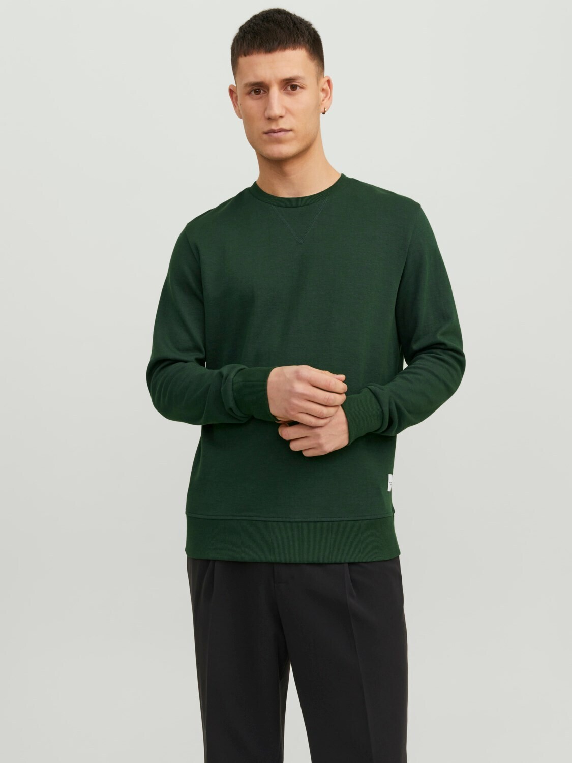 Felpa Uomo Verde Foresta girocollo 100% Cotone mountain green Essential Sweat Basic Semplice Collo interlock VERDONE BOSCO Jack & Jones BASIC SWEAT CREW NECK art. 12181903