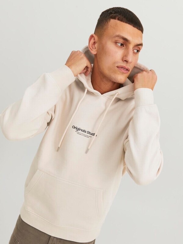 Felpa con Cappuccio Chiara Panna Latte Relax fit felpata Hoodie Moonbeam Loose fit Jack&Jones JORVESTERBRO art. 12241687