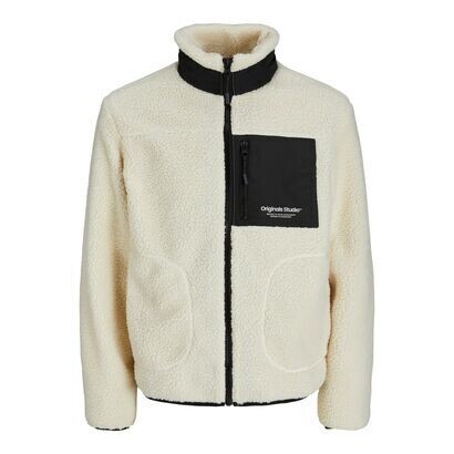 Giacca Teddy Bianca / Nero Latte Uomo Pile con cerniera Zip Jack&Jones JORVESTERBRO  Teddy Jacket art. 12238854