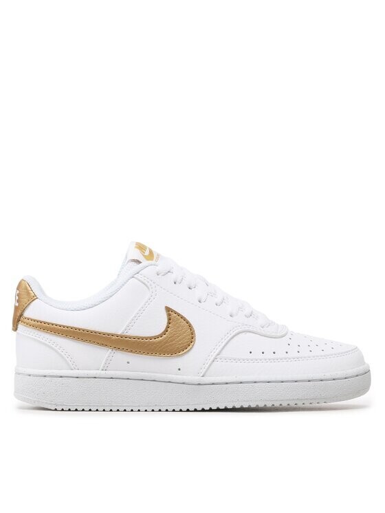 Nike Court Vision Bianche Oro Gold Force Classic Sneakers Baffo dorato white Unisex Pelle Bianco art. DH3158 105