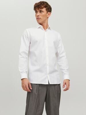 Camicia Bianca Uomo classica Cotone 100% Bianco slim fit Maniche Lunghe Twill Jack & Jones JPRBLAPARKER Shirt White art. 12227385