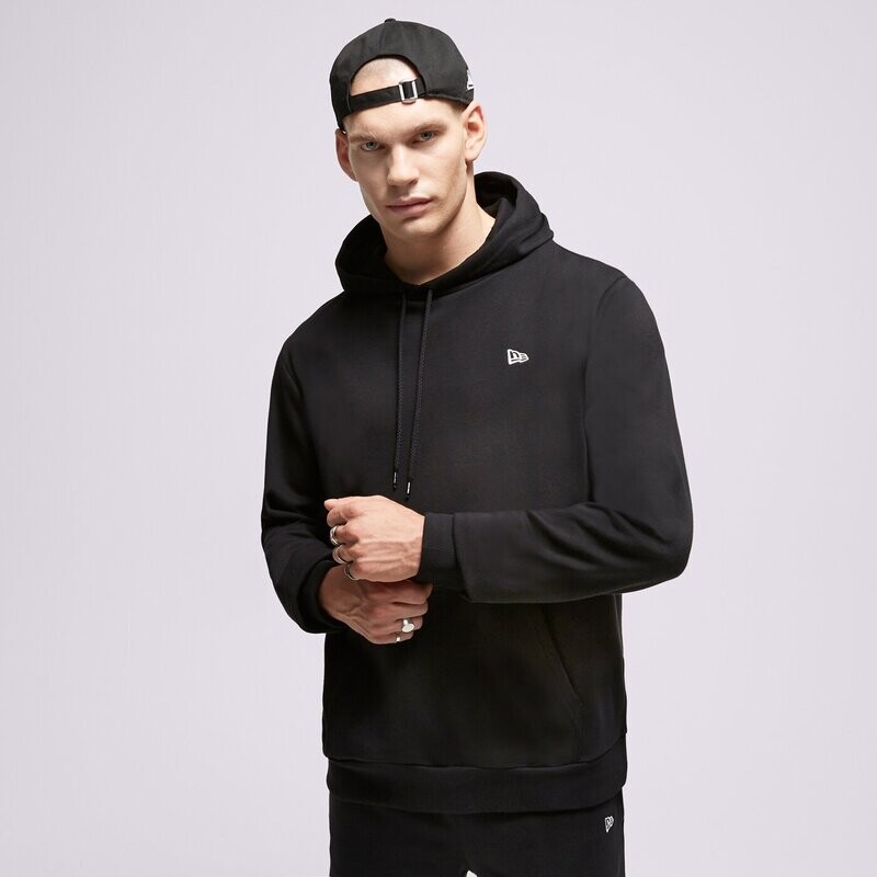 Felpa con cappuccio Nera New Era NONE Essential Logo Nero Uomo Black Hoodie art. 60416735