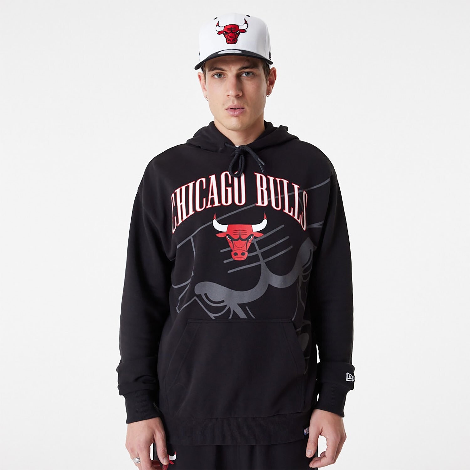 Felpa con cappuccio Chicago Bulls Nera New Era NBA Nero Uomo Hoodie art.  11530761