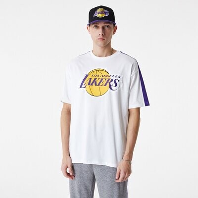 T-Shirt Lakers oversize Color block Bianca Viola New Era LA Los angeles Lakers NBA Cut And Sew Viola art. 60416360