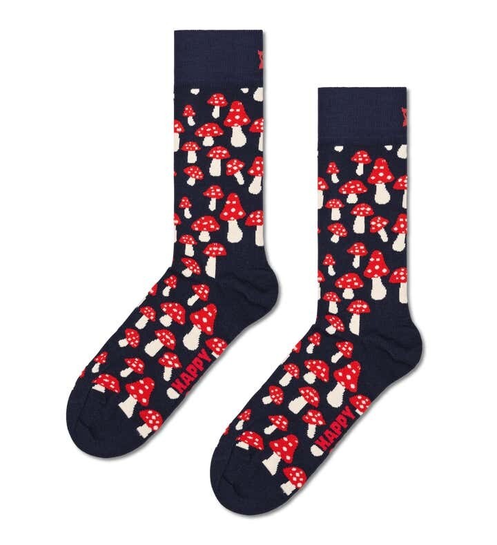Happy Socks Calzini Mushroom Sock Calze Funghi Funghetti Blu Colorate art. P000040