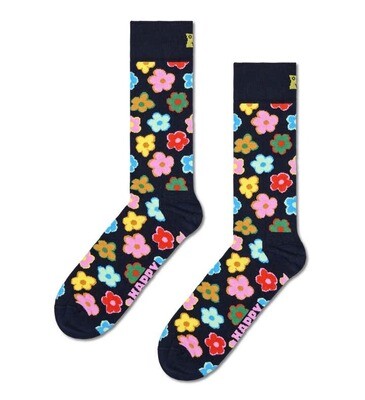 Happy Socks Calzini Flower Sock Calze Fiori Fiorate Fondo Scuro Colorate art. P000048