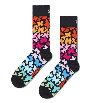 Happy Socks Calzini Butterfly Sock Calze Fiori Fiorate Fondo Scuro Colorate art. P000154