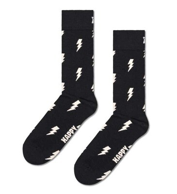 Happy Socks Calzini Flash Sock Calze Fulmine Panna Fondo Nero art. P000132