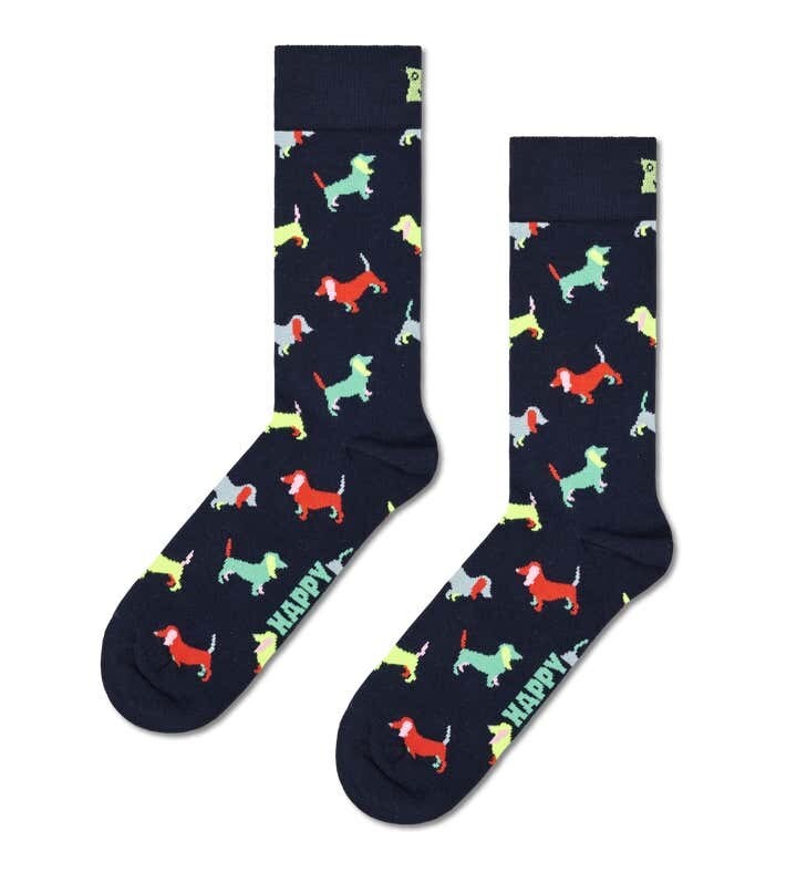 Happy Socks Calzini Puppy Love Sock Calze Cane bassotto Fondo scuro colorato art. PUL01-6500