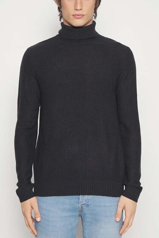 Maglione Dolcevita Blu Uomo Navy Blazer Scuro Collo alto  maglia sottile Regular fit Roll Knit  Jack&Jones JORKYLE Total eclipse art. 12243119