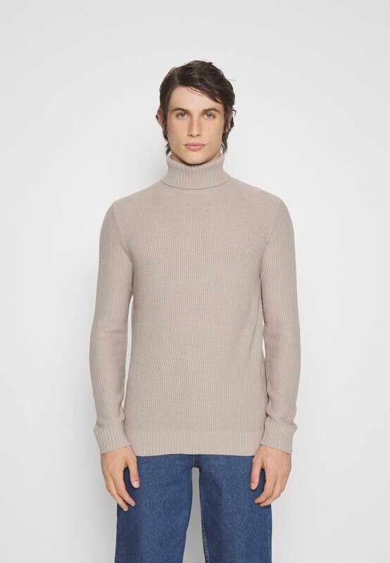 Maglione Dolcevita Beige Uomo Sabbia Chiaro Latte Collo alto  maglia sottile Regular fit Roll Knit  Jack&Jones JORKYLE Atmosphere art. 12243119