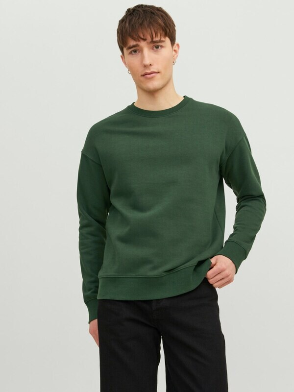 Felpa Verde Scuro Verdone Basic Black Girocollo Felpata Fleece Relaxed Fit Baggy Jack & Jones JJESTAR Sweat Green Mountain art. 12208182 Felpa Verde Scuro Verdone Basic Black Girocollo Felpata Fleece Relaxed Fit Baggy Jack & Jones JJESTAR Sweat Green Mountain art. 12208182