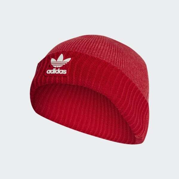 Cappello in Lana Adidas Rosso Berretto Invernale Unisex  Adicolor Cuff Logo Gomma Patch Misto cotone Beanie Red art. IL4883