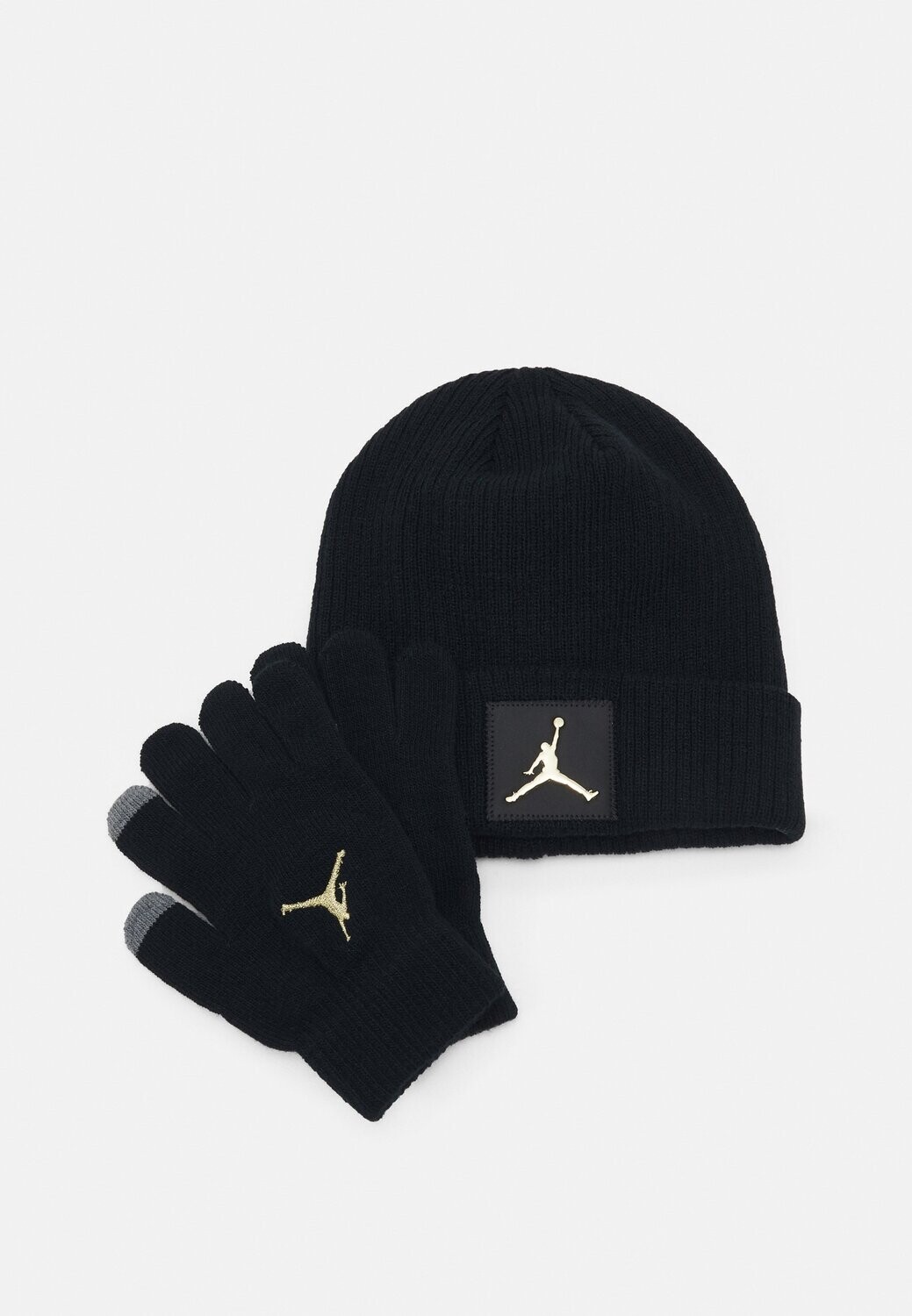 Cappello in Lana Jordan Nero Oro Set Guanti Gift set Berretto Invernale Unisex Logo Metallico Gold Beanie Metal Jumpman black art. 9A0604 K5X