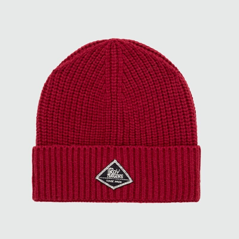 Cappello Lana Rosso Winter Roy Roger's  Beanie con Patch Frontale Berretto Misto Lana Unisex Winter Red art. RRX943C919XXXX