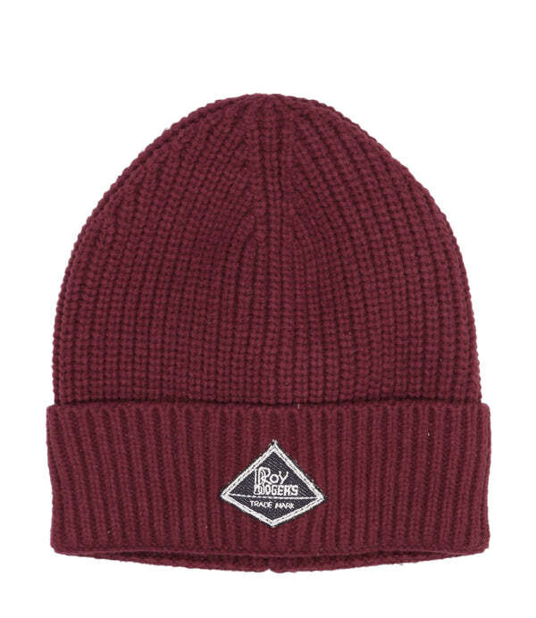 Cappello Lana Bordò Rosso Scuro Roy Roger's Beanie con Patch Frontale Berretto Misto Lana Unisex Bordeaux art. A22RRX943C919XXXX